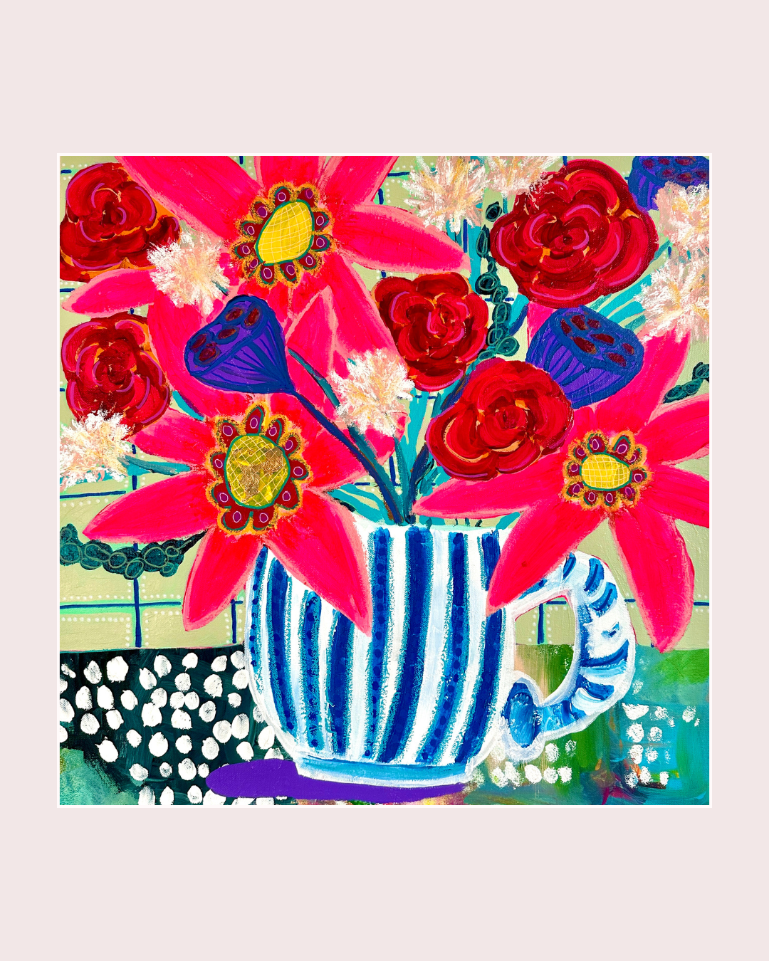 "Crazy Pink Flowers" Print