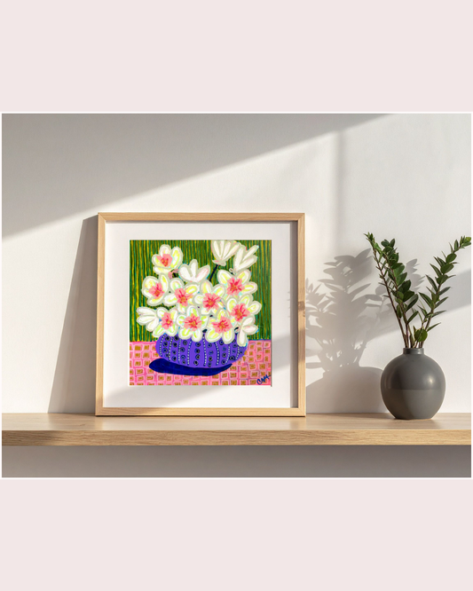 "I Saw These Flowers In My Neighbor's Yard And I Hand To Paint Them" Print