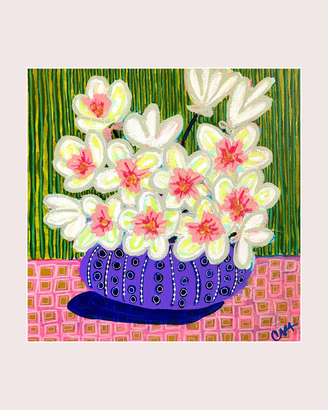 "I Saw These Flowers In My Neighbor's Yard And I Hand To Paint Them" Print