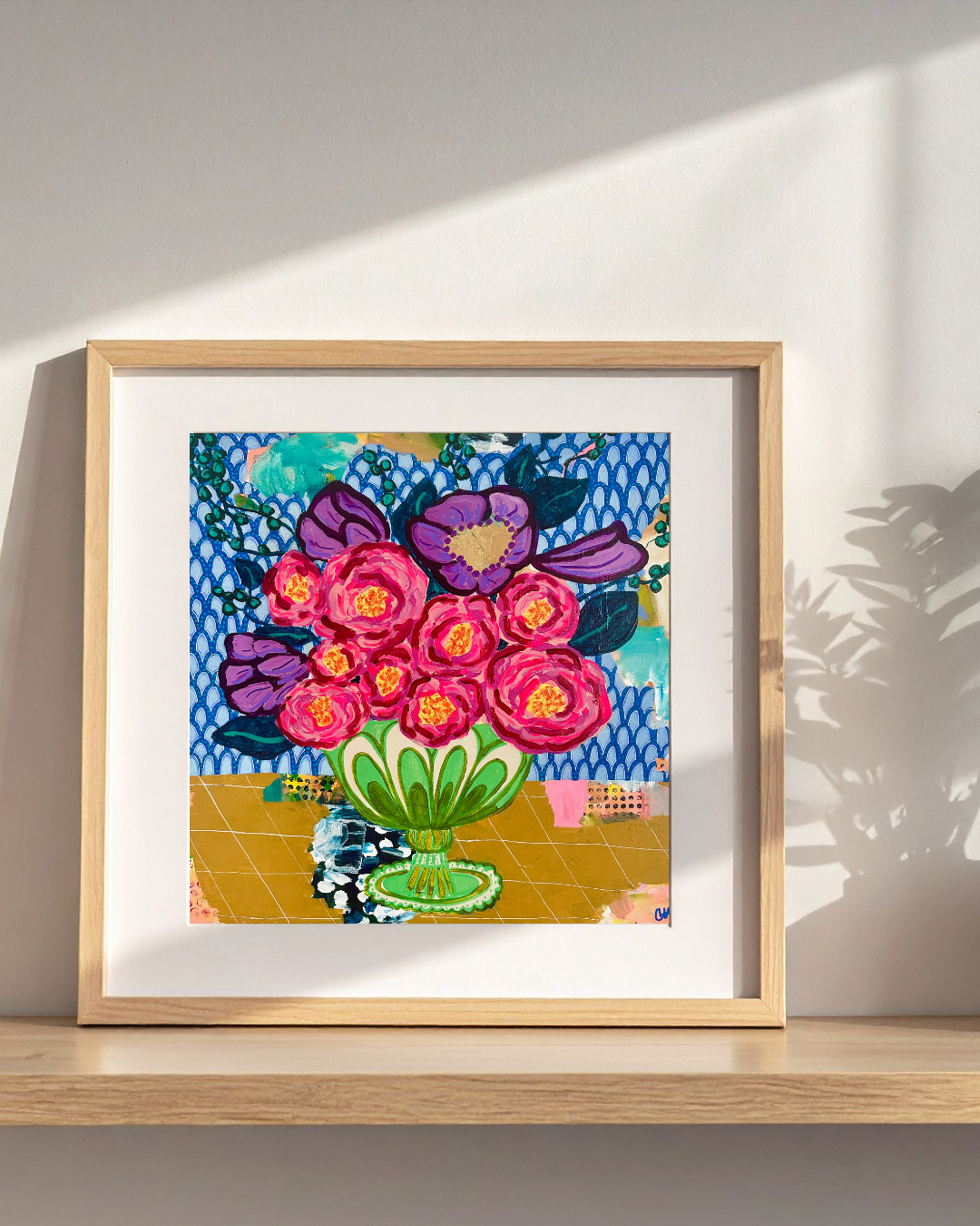 "I Think They Are Roses, But I'm Not Sure What The Purple Flowers Are" Print