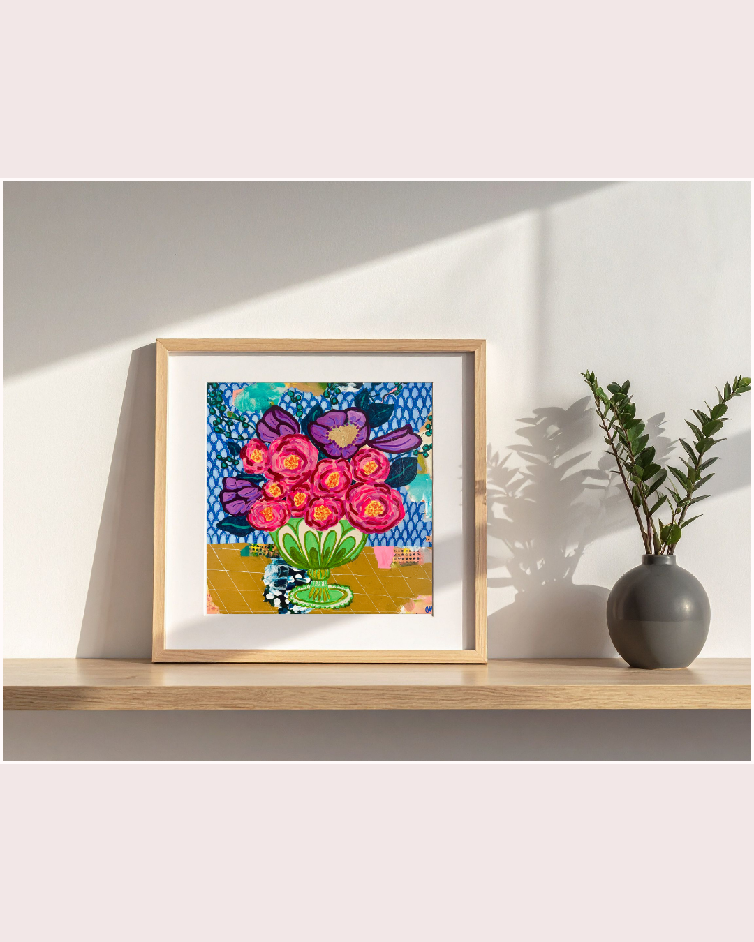 "I Think They Are Roses, But I'm Not Sure What The Purple Flowers Are" Print